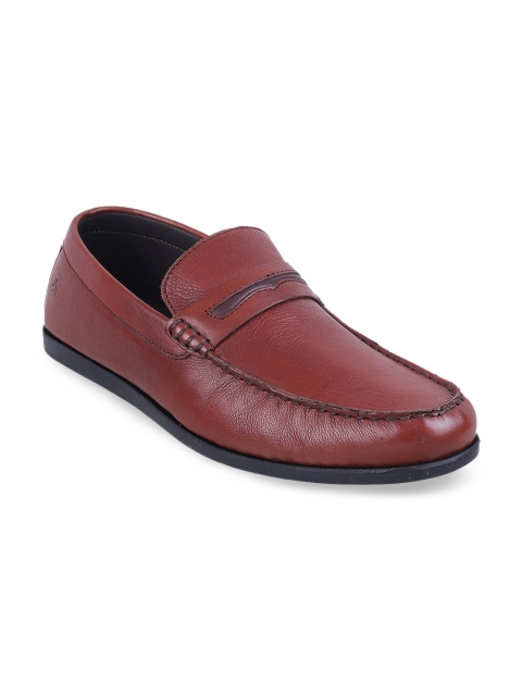 

Mochi Men Brown Solid Leather Semiformal Penny Loafers