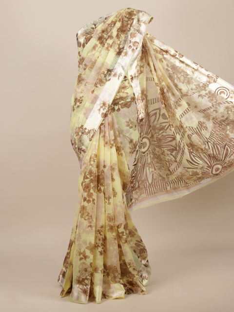 

Pothys Yellow Printed Jute Silk Saree