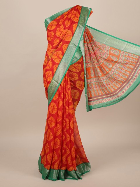 

Pothys Red Printed Poly Chiffon Saree