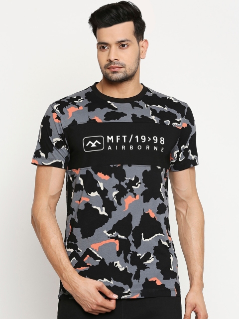 

Mufti Men Black Printed Round Neck T-shirt