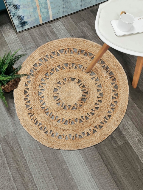 

HomeStorie Beige Natural Jute Sustainable Round Floor Carpet