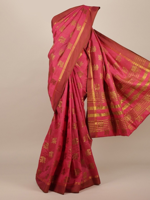 

Pothys Pink Woven Design Jute Silk Saree