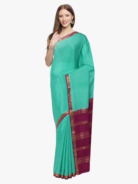 

Sudarshan Silks Green Pure Silk Solid Mysore Silk Saree