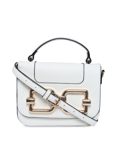 

ALDO White & Golden Solid Handheld Bag