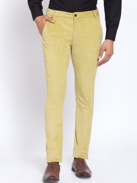 

KLOTTHE Men Yellow Slim Fit Solid Corduroy Trousers
