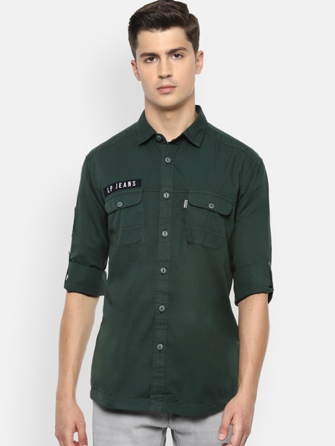 

Louis Philippe Jeans Men Green Slim Fit Solid Casual Shirt