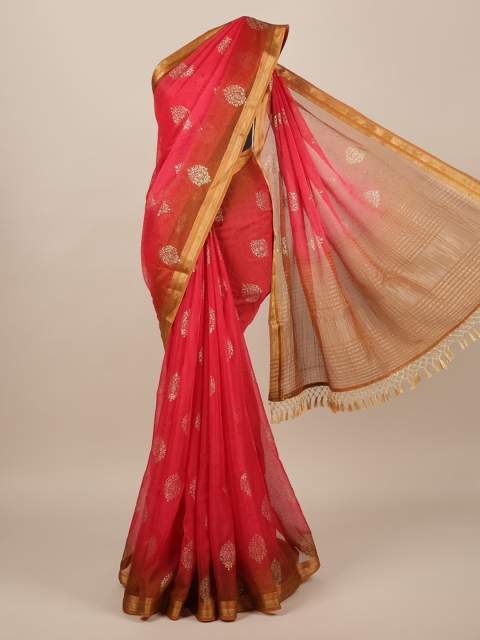 

Pothys Pink Printed Pure Chiffon Saree
