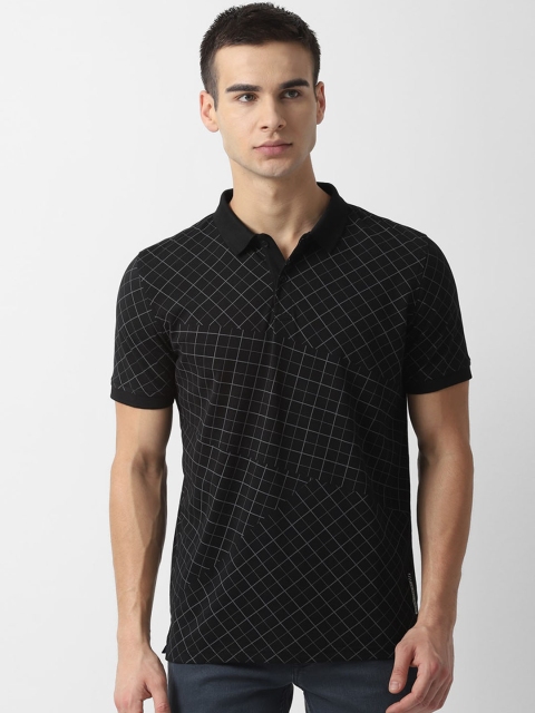 

Louis Philippe Sport Men Black & Grey Checked Polo Collar T-shirt