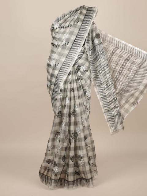 

Pothys Grey Checked Jute Silk Saree