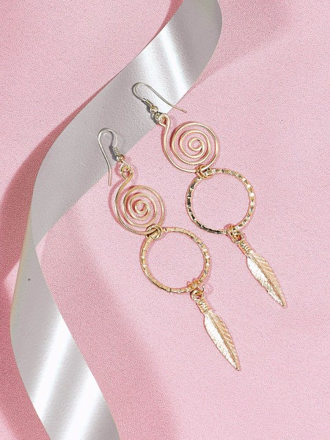 

ZeroKaata Gold-Toned Contemporary Drop Earrings