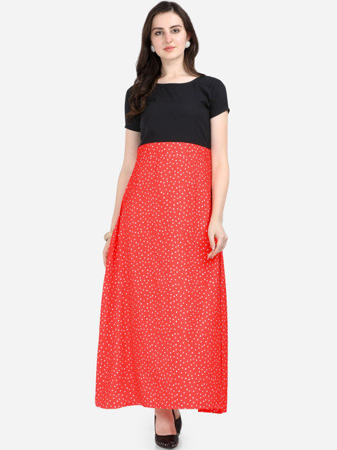 

SAADHVI Women Red Printed Maxi Dress