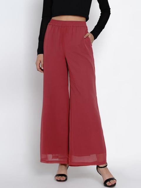 Texco Women Mauve Regular Fit Solid Parallel Trousers