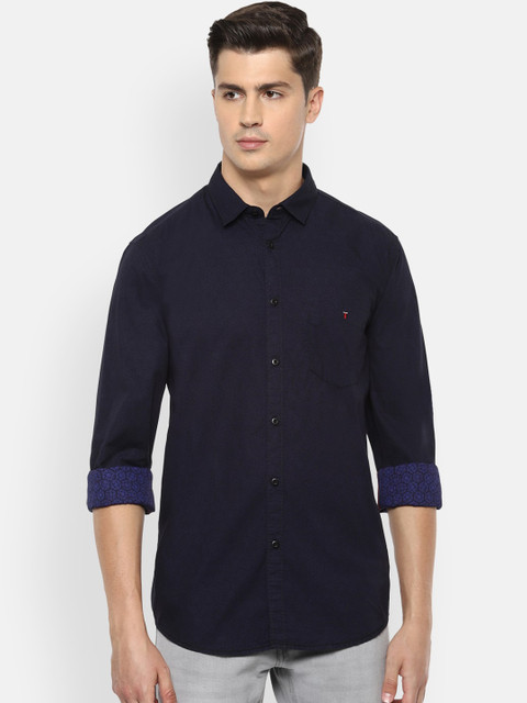 

Louis Philippe Jeans Men Navy Blue Slim Fit Solid Casual Shirt