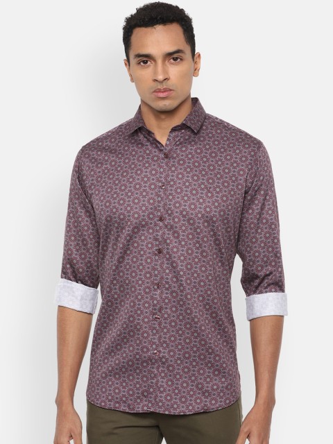 

V Dot Men Purple & Blue Slim Fit Printed Cotton Casual Shirt