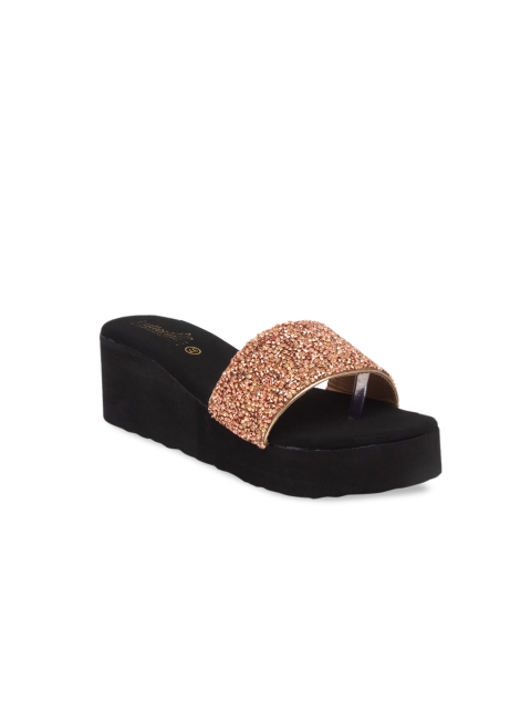 

Butterflies Women Rose Gold & Black Embellished Sandals