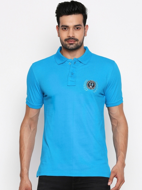 

FiTZ Men Blue Solid Polo Collar T-shirt