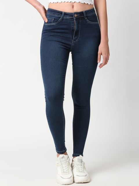 

PURPLE WATER Women Blue Slim Fit High-Rise Cotton Clean Look Jeans