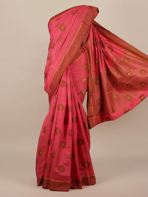 

Pothys Pink Woven Design Jute Silk Saree