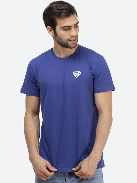 

Free Authority Men Blue Superman Applique T-shirt