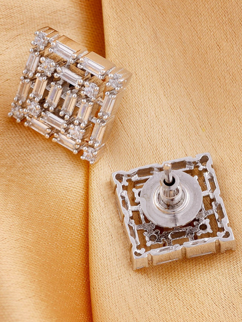 

Saraf RS Jewellery Rhodium Plated White American Diamond studded Handcrafted Earrings