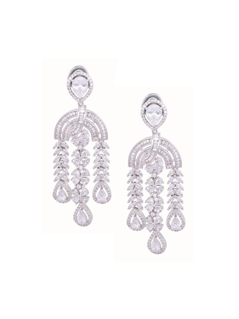 

Saraf RS Jewellery Rhodium Plated White Contemporary Jhumkas