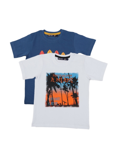 

Pothys Boys Blue & White Pack of 2 Printed T-shirt