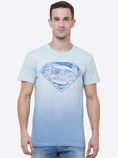 

Free Authority Men Blue Superman Printed Round Neck T-shirt