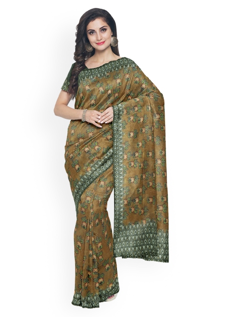 

Kalamandir Brown Linen Blend Printed Banarasi Saree