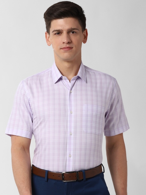 

Peter England Men Purple Regular Fit Checked Casual Shirt