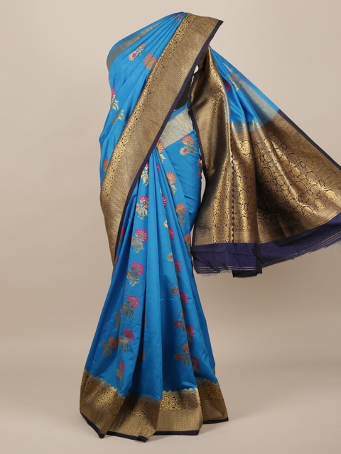 

Pothys Blue Woven Design Jute Silk Saree