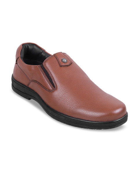 

Mochi Men Brown Solid Leather Slip-On Sneakers