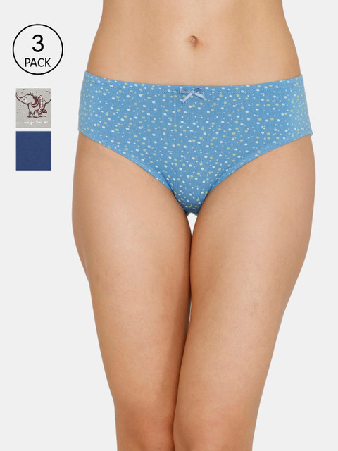 

Zivame Women Pack Of 3 Assorted Anti-Microbial Hipster Briefs ZI2551
