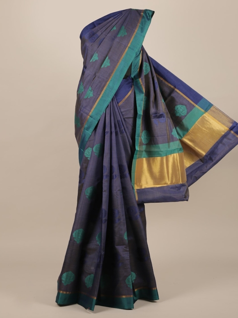 

Pothys Navy Blue Woven Design Jute Silk Saree