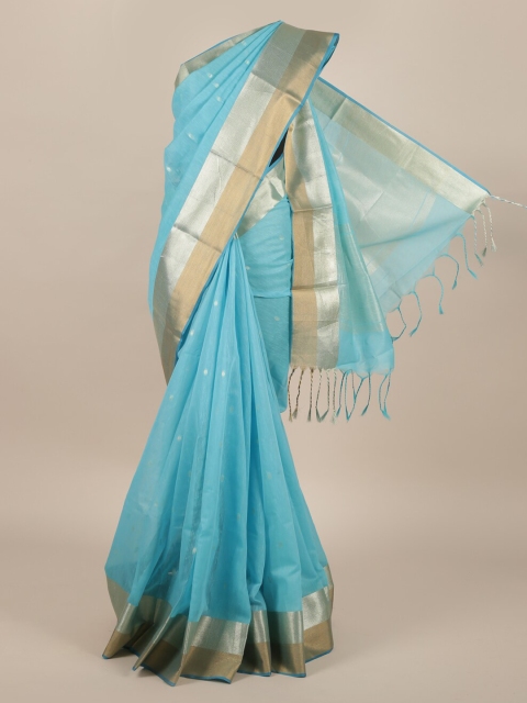 

Pothys Blue Woven Design Jute Silk Saree