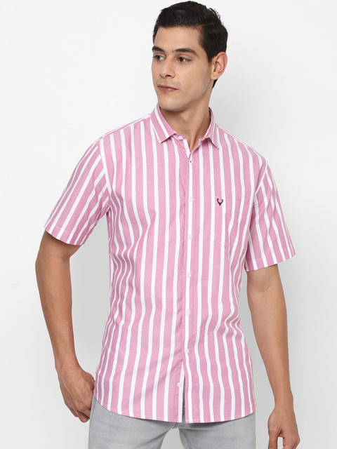 

Allen Solly Men Pink Slim Fit Striped Casual Shirt