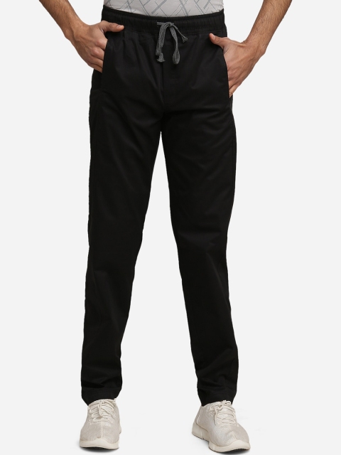 

JADE BLUE Men Black Solid Slim Fit Pure Cotton Track Pants