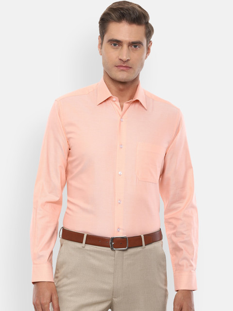 

Louis Philippe Men Peach-Coloured Slim Fit Self Design Casual Shirt