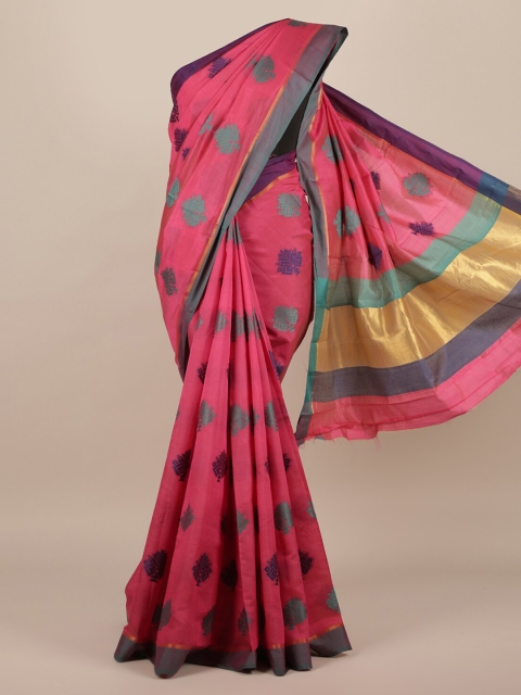 

Pothys Pink Woven Design Jute Silk Saree