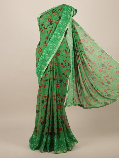 

Pothys Green Printed Poly Chiffon Saree