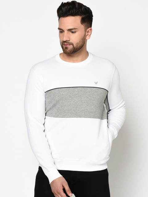 

Blackberrys Men White & Grey Colourblocked Cotton Sweatshirt
