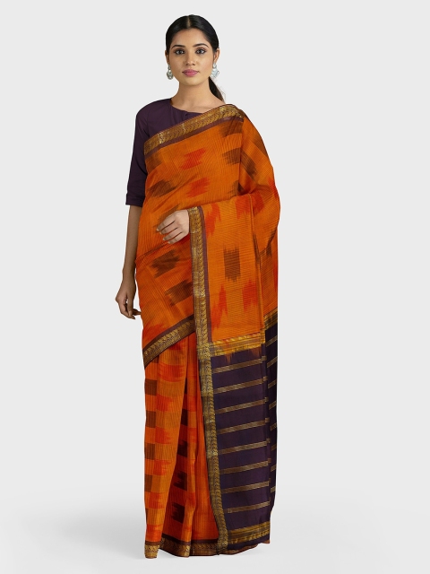 

APCO Orange & Black Pure Cotton Printed Saree