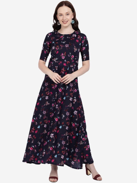 

SAADHVI Women Blue Printed Maxi Dress
