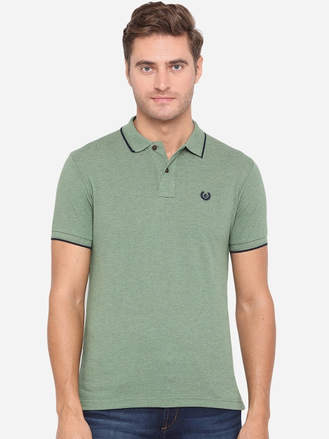 

Greenfibre Men Green Solid Polo Collar T-shirt