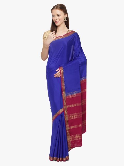 

Sudarshan Silks Blue Pure Silk Solid Mysore Silk Saree