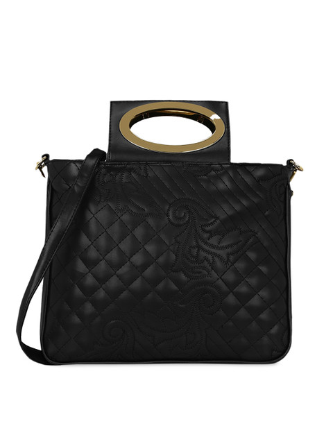 

KLEIO Black Textured Handheld Bag