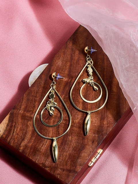 

ZeroKaata Gold-Toned Contemporary Drop Earrings