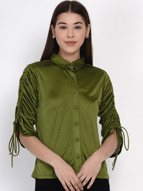 

Texco Women Olive Green Regular Fit Solid Casual Shirt