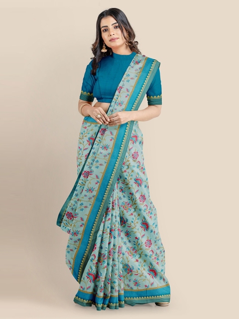 

Kalamandir Blue & Red Silk Blend Printed Saree