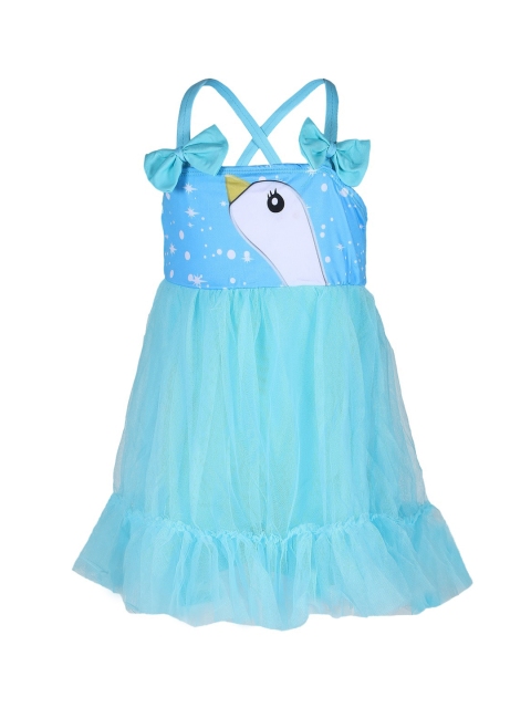 

PASSION PETALS Girls Blue One Piece Swan Printed Swimming Dress