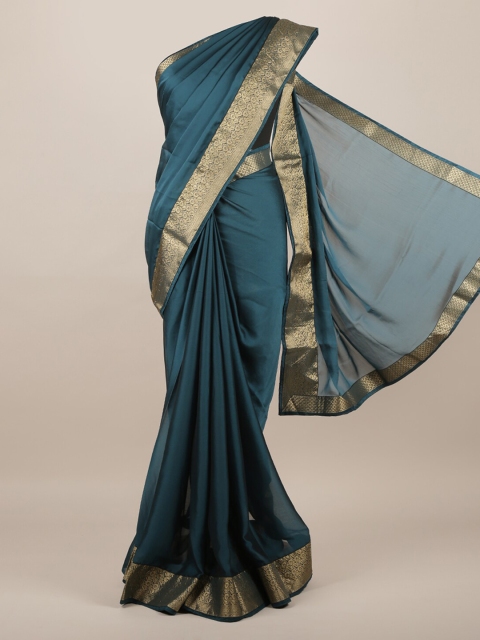 

Pothys Blue Solid Poly Chiffon Saree